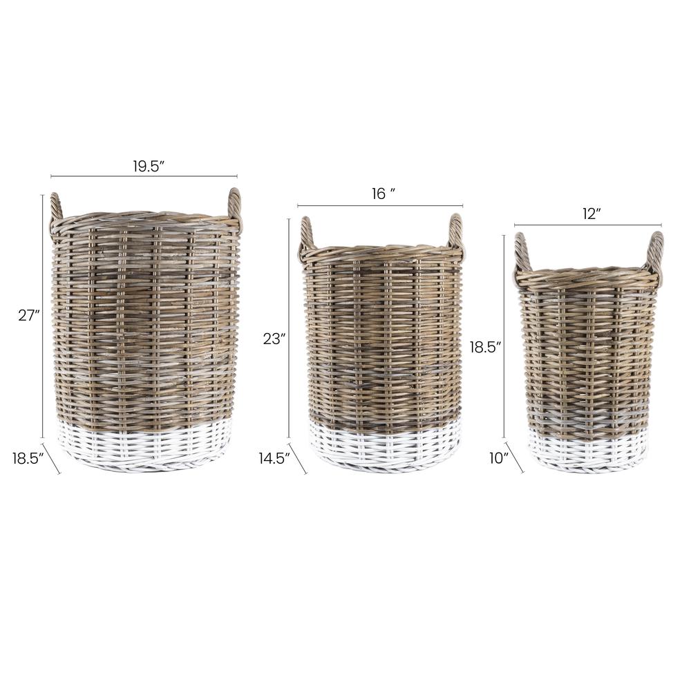 Ternion Cottage Hand-Woven Rattan Nesting Baskets With Handles. Picture 6