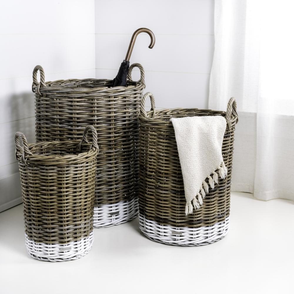 Ternion Cottage Hand-Woven Rattan Nesting Baskets With Handles. Picture 4