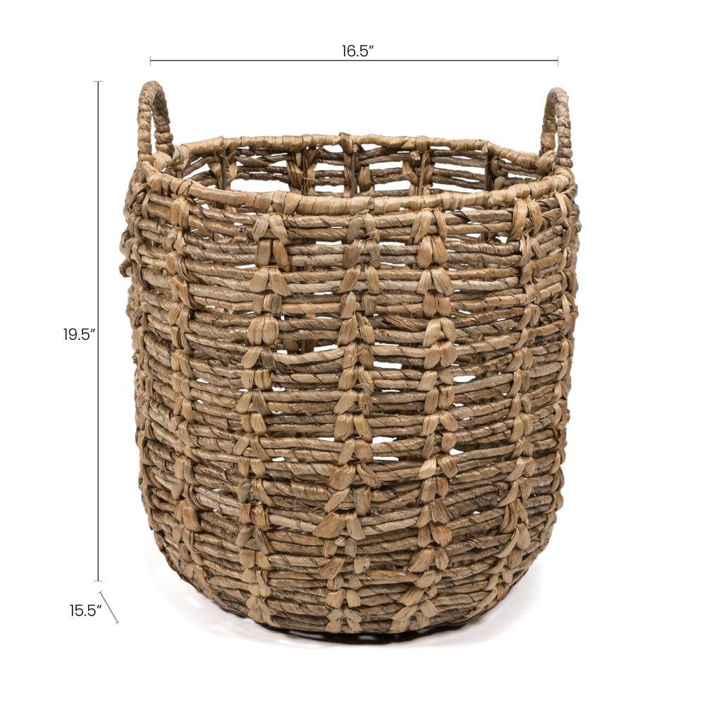 Laurel Bohemian Hand-Woven Abaca Basket With Handles. Picture 6