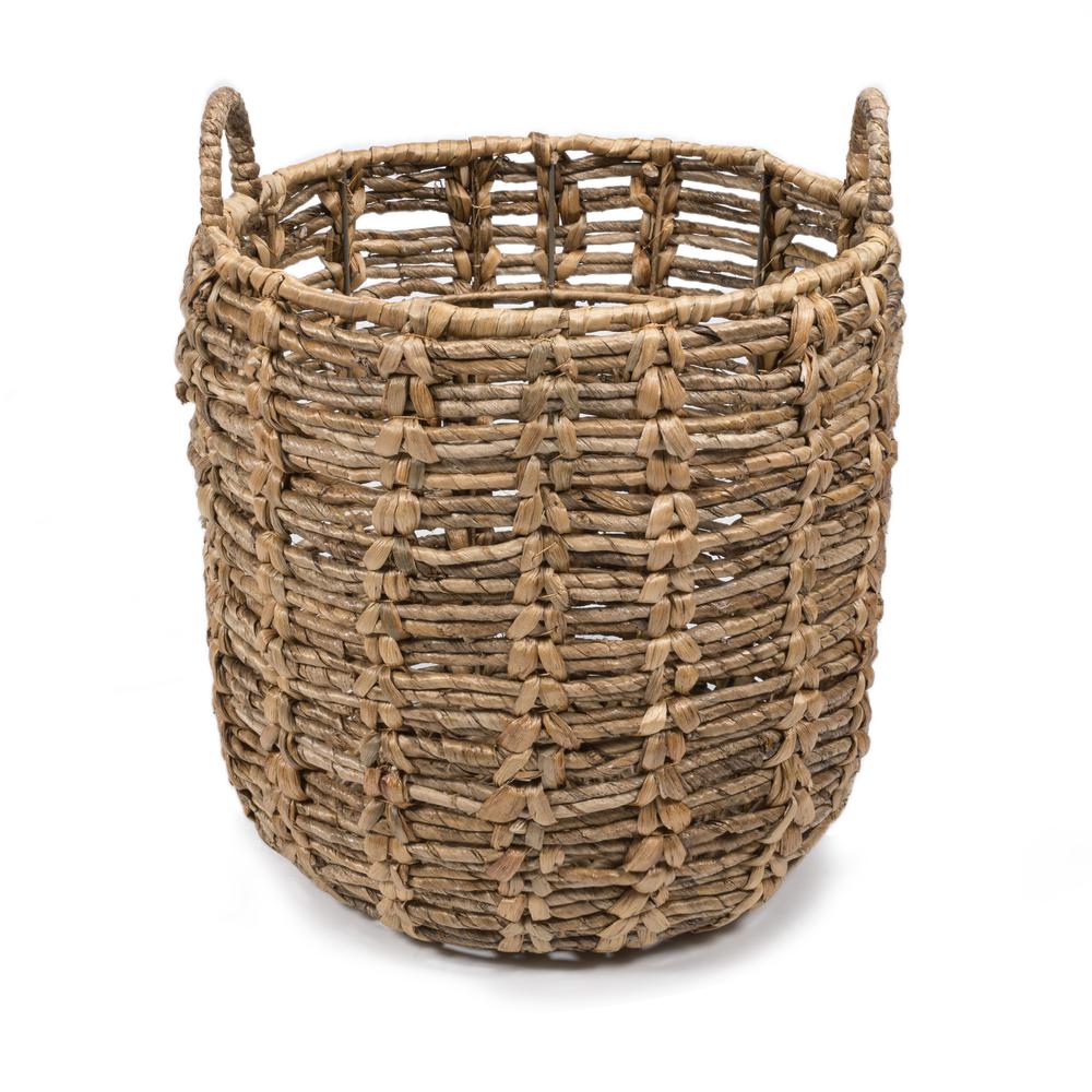 Laurel Bohemian Hand-Woven Abaca Basket With Handles. Picture 1