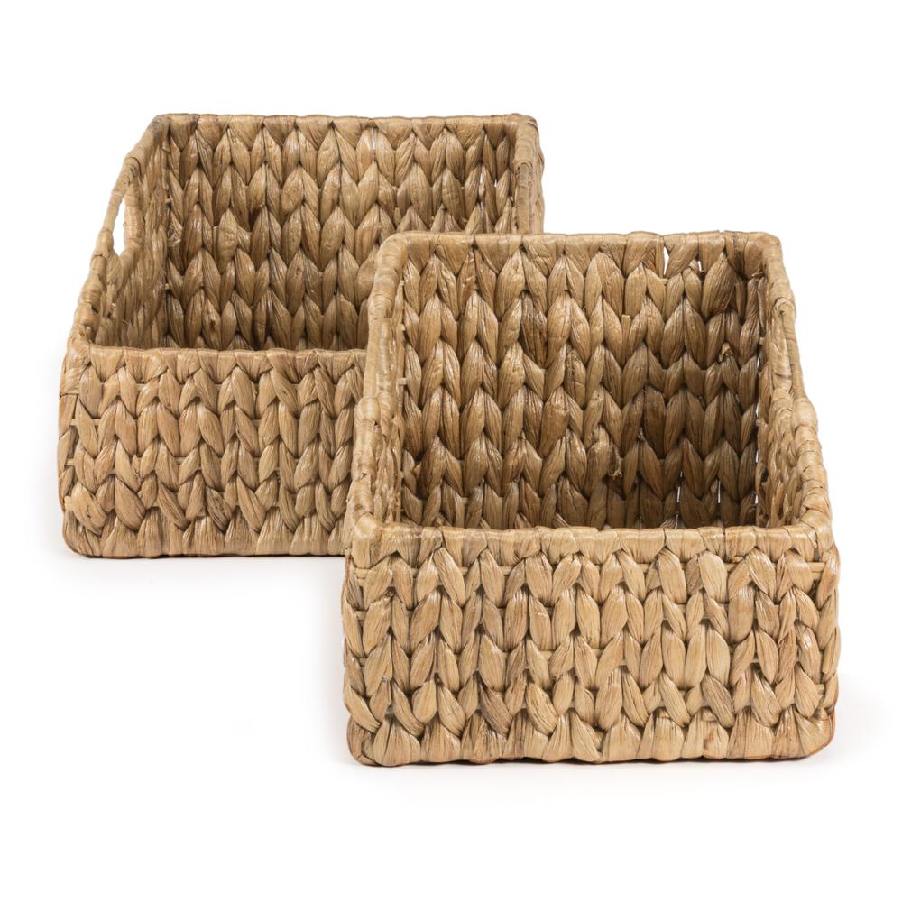 Havanah Southwestern Hand-Woven Hyacinth Slanted Nesting Baskets With Handles. Picture 1