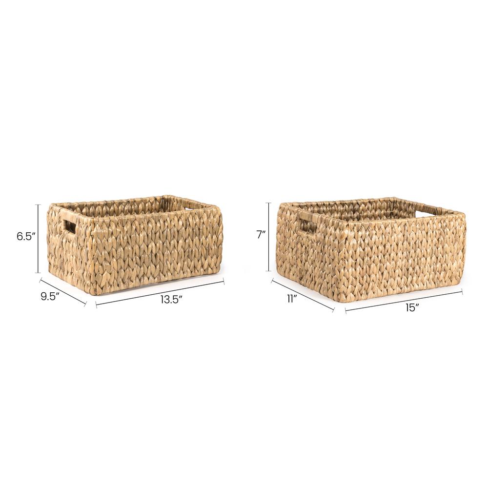 Leif Rustic Minimalist Hand-Woven Hyacinth Nesting Baskets With Handles. Picture 6