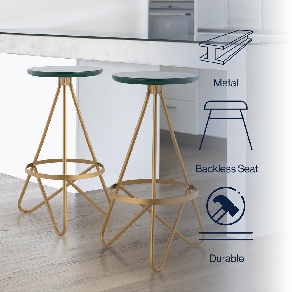 Spiroa Modern Industrial Metal Backless Circular Bar Stool. Picture 10