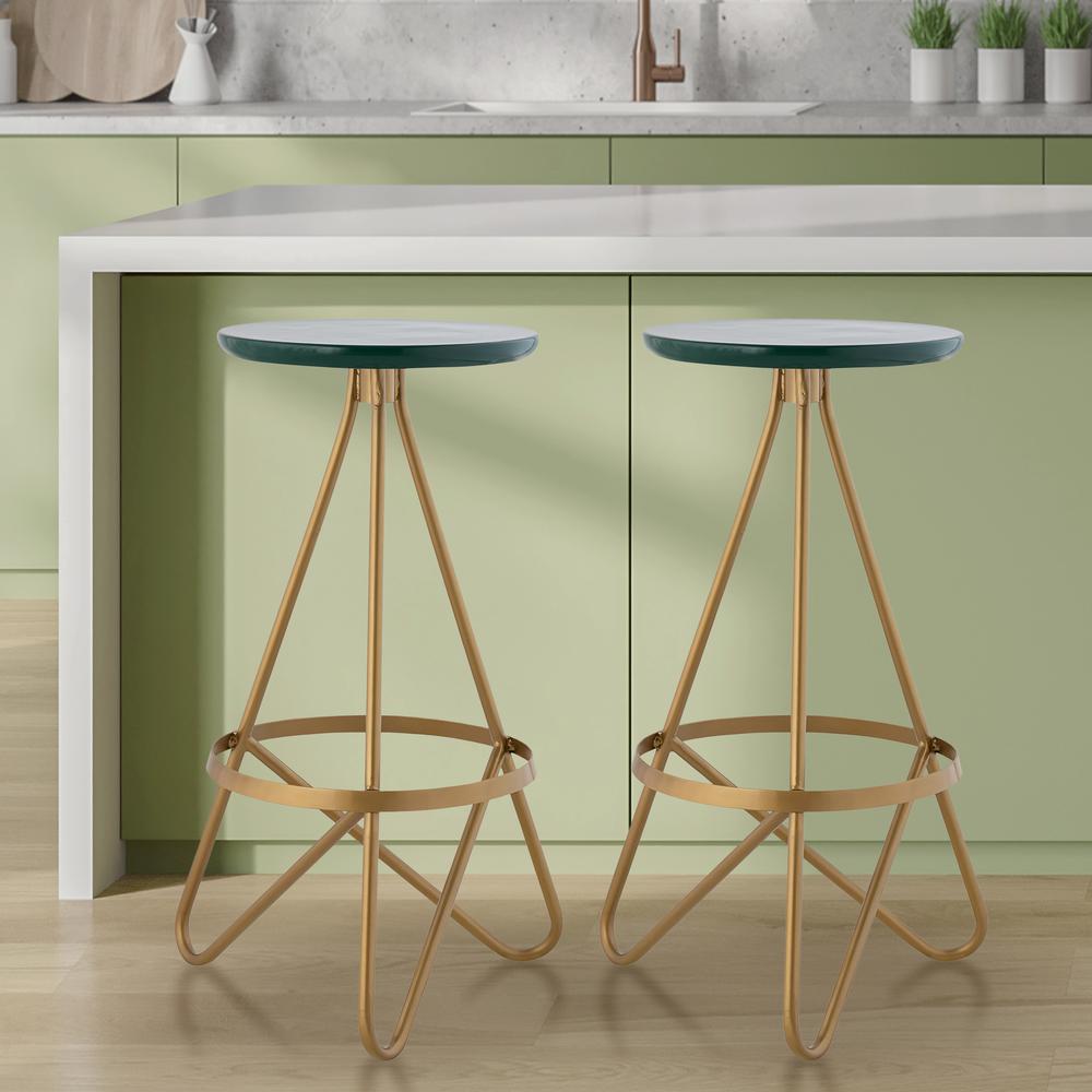 Spiroa Modern Industrial Metal Backless Circular Bar Stool. Picture 3