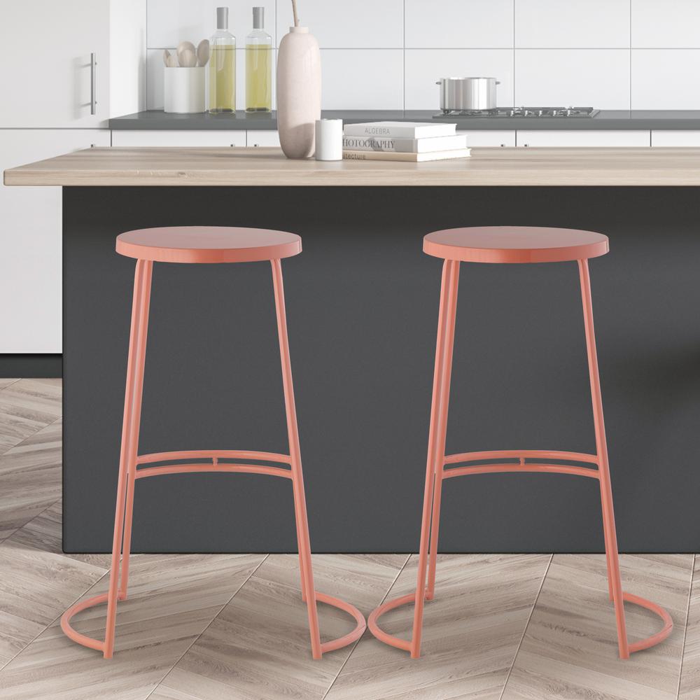 Hula Modern Designer Iron Curved Backless Bar Stool. Picture 3