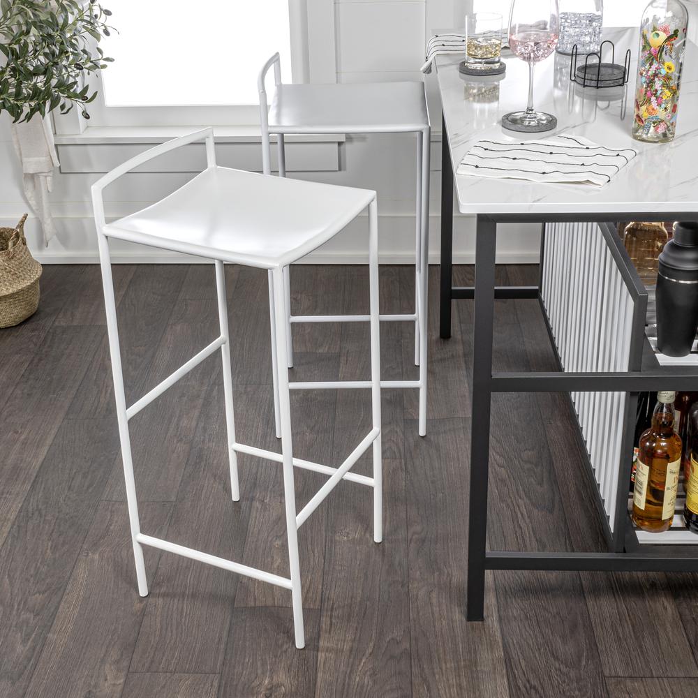 Svelte Coastal Contemporary Iron Saddle-Seat Low-Back Bar Stool With Foot Rest. Picture 7