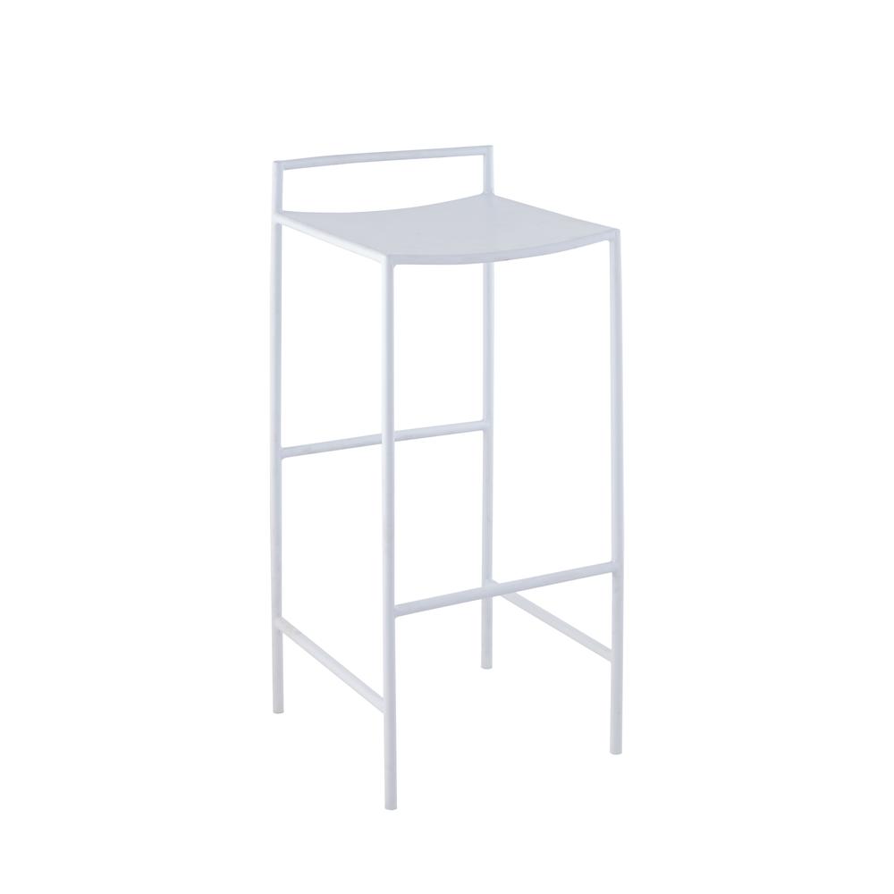 Svelte Coastal Contemporary Iron Saddle-Seat Low-Back Bar Stool With Foot Rest. Picture 1