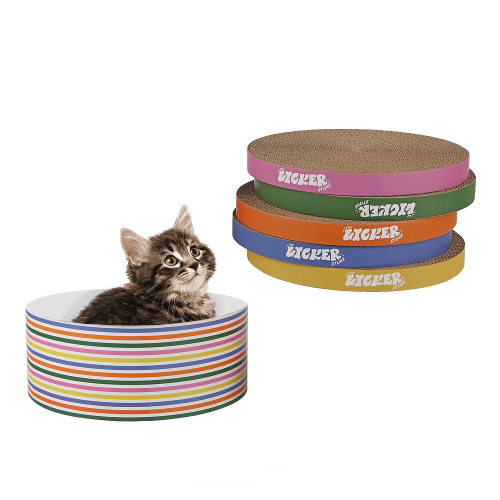 Kate Modern Patterned Cardboard Reversible Cat Scratcher Pad In Box With Catnip. Picture 4