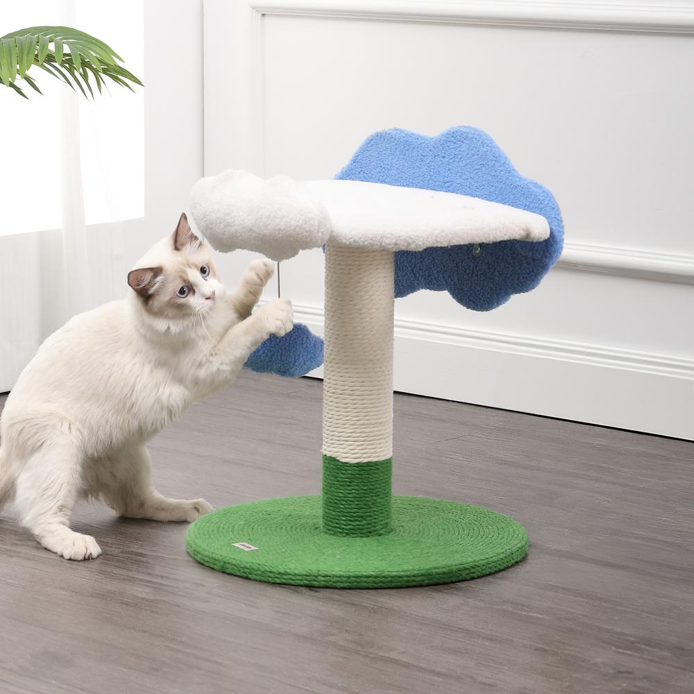 Poppy 3-Tier Modern Jute Flower Cat Tree With Dangling Toy. Picture 7