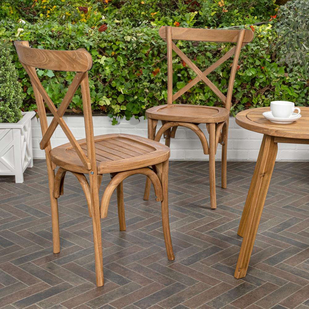 Annecy Classic Traditional X-Back Wood Outdoor Dining Chair. Picture 5