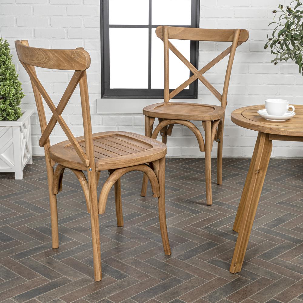 Annecy Classic Traditional X-Back Wood Outdoor Dining Chair. Picture 2