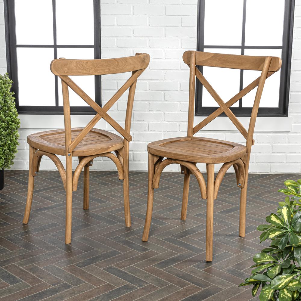 Annecy Classic Traditional X-Back Wood Outdoor Dining Chair. Picture 6