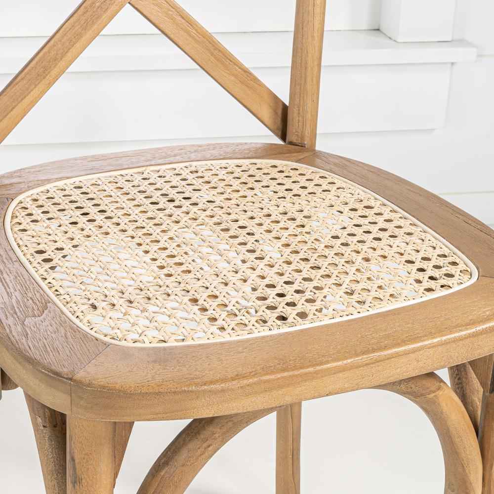 Cassis Classic Traditional X-Back Wood Rattan Dining Chair. Picture 7