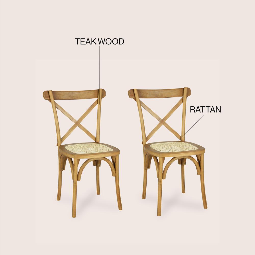Cassis Classic Traditional X-Back Wood Rattan Dining Chair. Picture 4