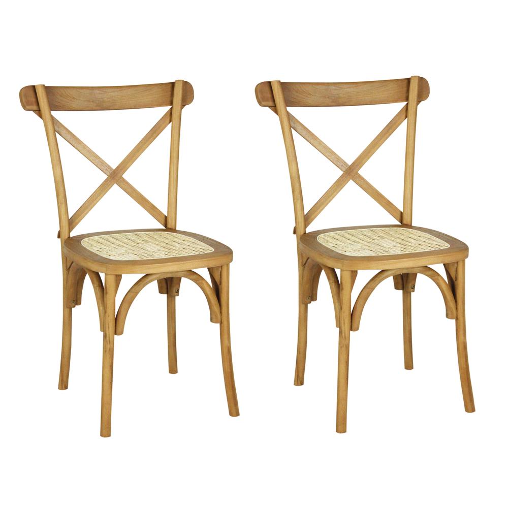 Cassis Classic Traditional X-Back Wood Rattan Dining Chair. Picture 1
