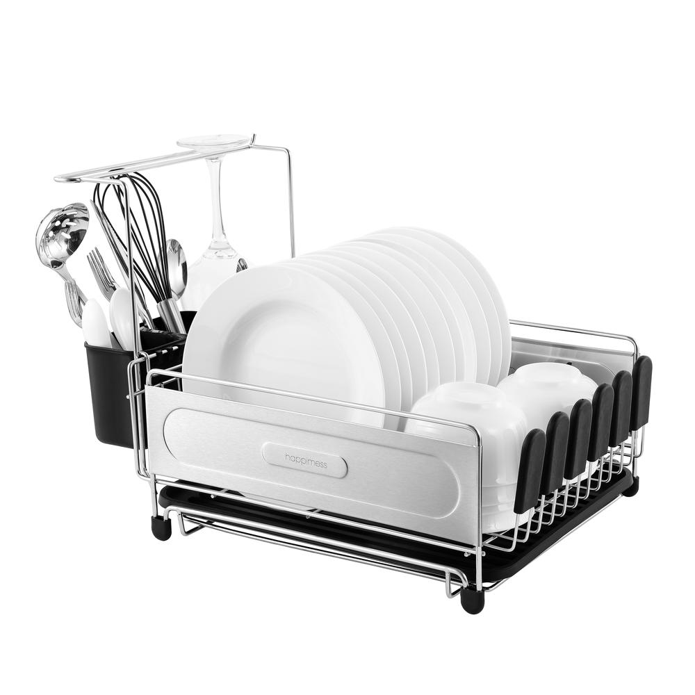 Compact Fingerprint-Proof Stainless Steel Dish Drying Rack. Picture 1