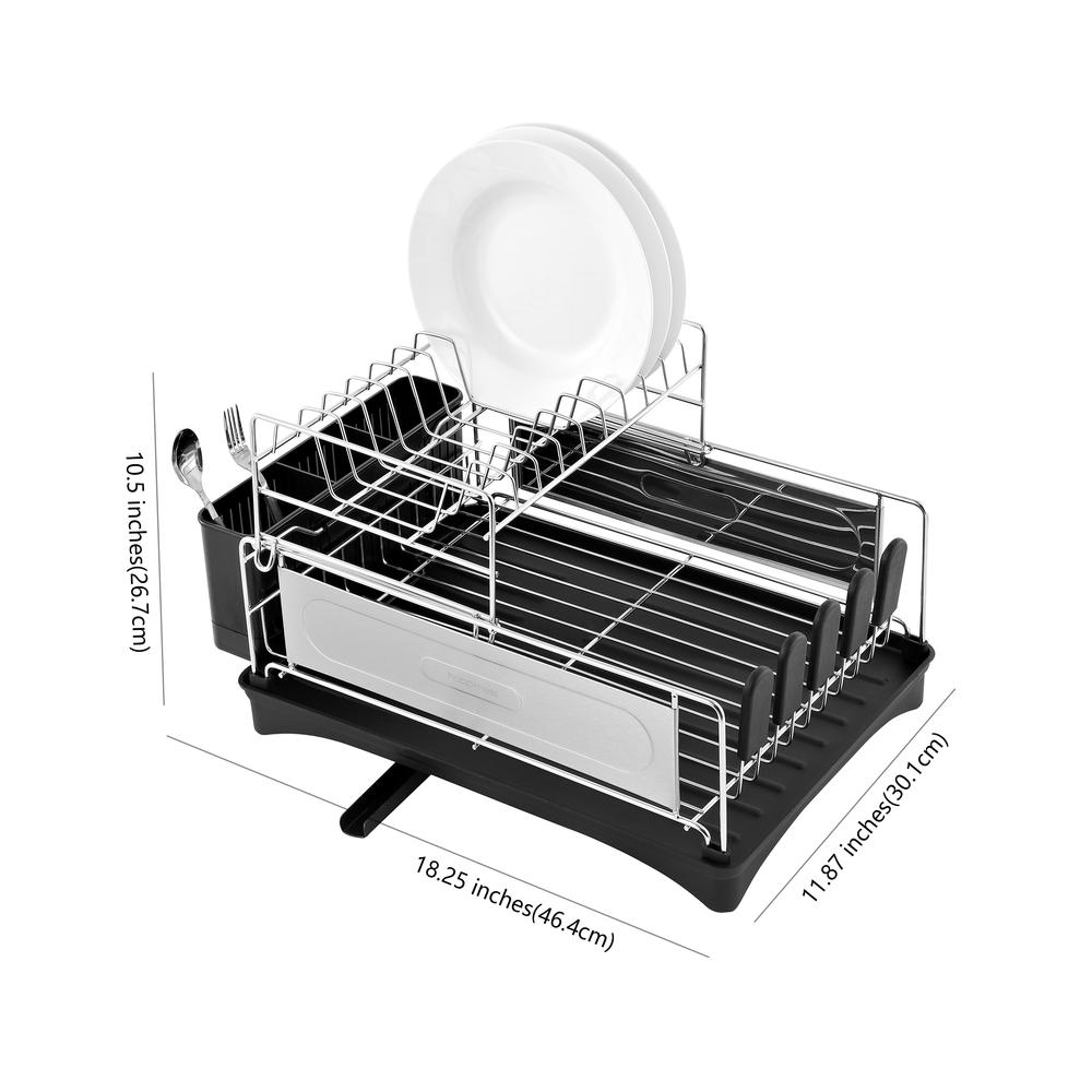 Compact 2-Tier Fingerprint-Proof Stainless Steel Dish Drying Rack. Picture 18