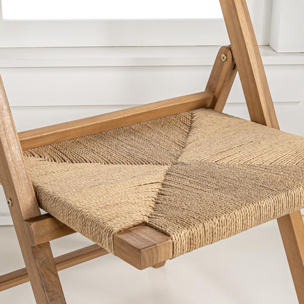 Kiawah Coastal Modern Wood Woven Seagrass Folding Chair. Picture 7