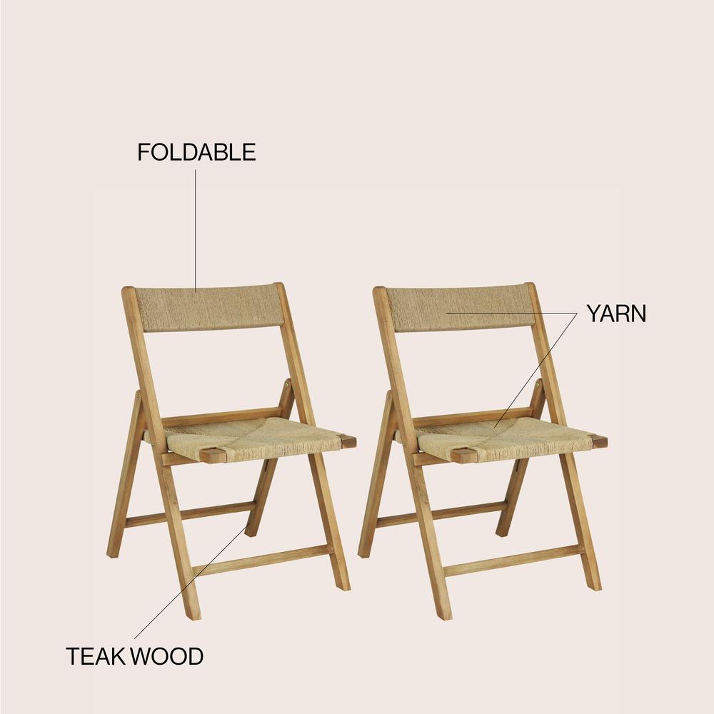 Kiawah Coastal Modern Wood Woven Seagrass Folding Chair. Picture 4