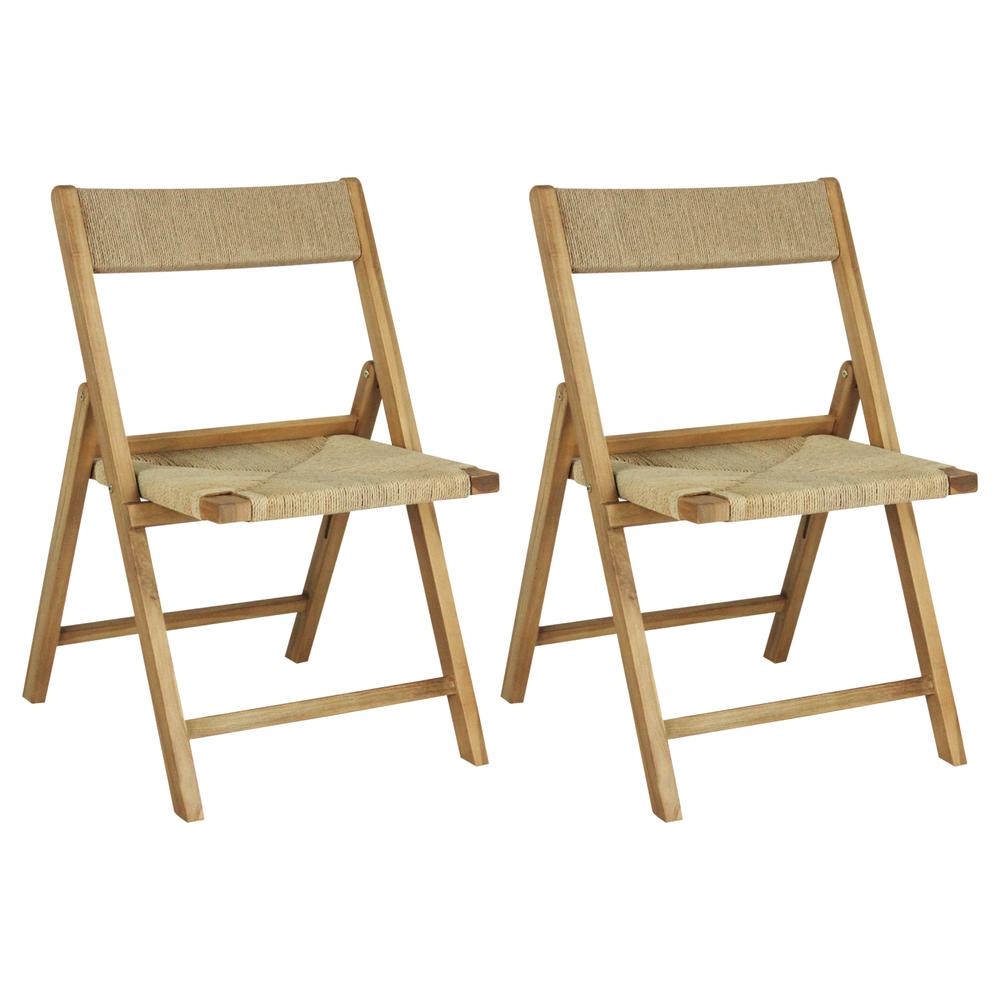 Kiawah Coastal Modern Wood Woven Seagrass Folding Chair. Picture 1