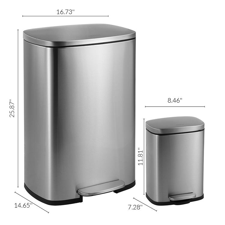 Connor Rectangular Trash Can with Soft-Close Lid and Mini Trash Can. Picture 13
