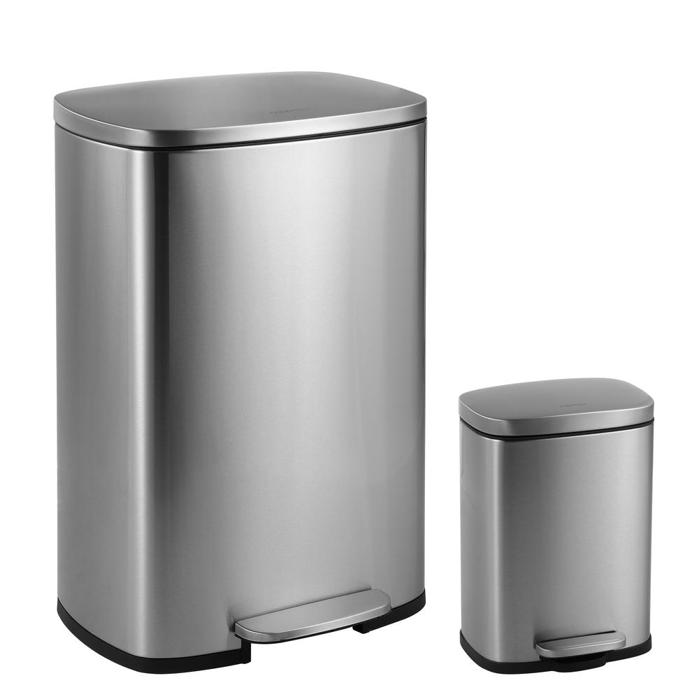 Connor Rectangular Trash Can with Soft-Close Lid and Mini Trash Can. Picture 3
