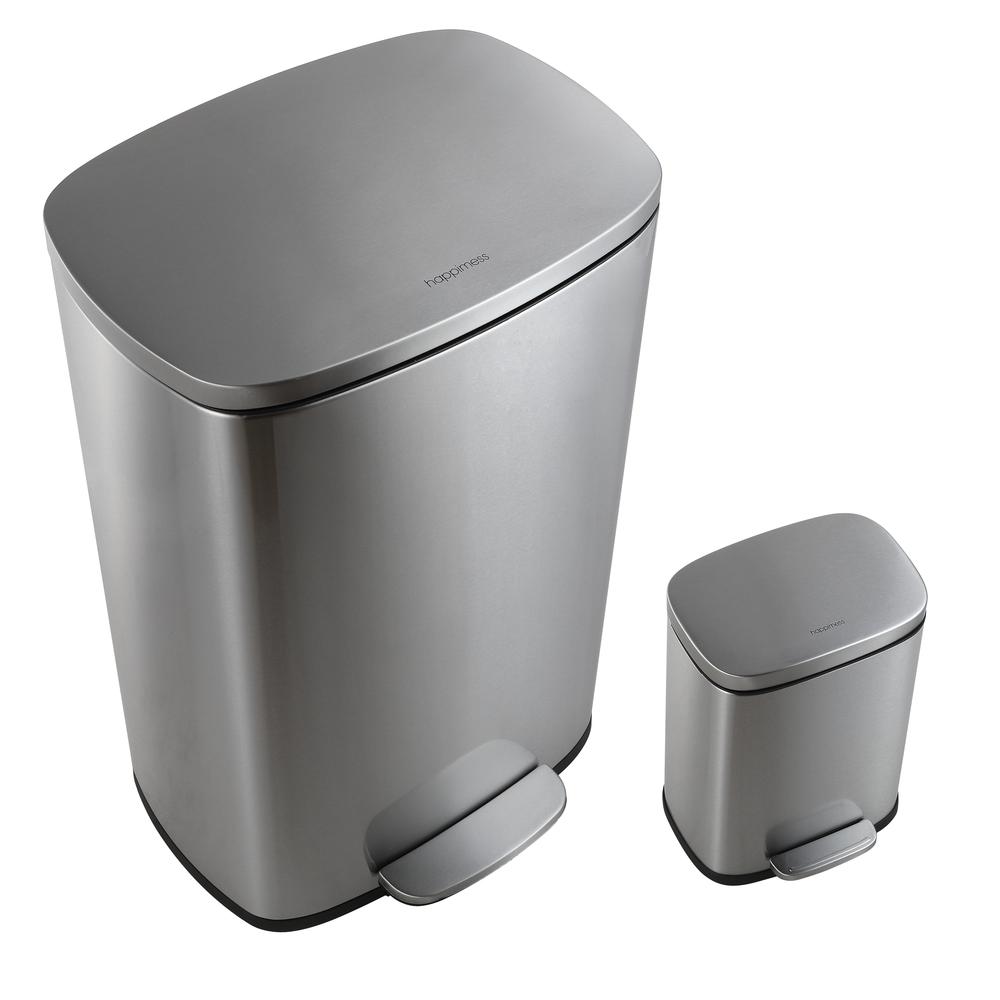 Connor Rectangular Trash Can with Soft-Close Lid and Mini Trash Can. Picture 4