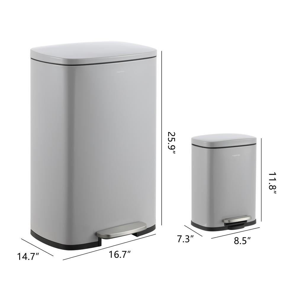 Connor Rectangular Trash Can With Soft-Close Lid And Free Mini Trash Can. Picture 5