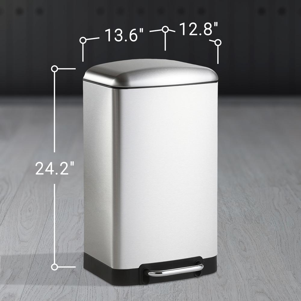 30 Liter/7.9 Gallon Soft Pedal Step Cylindrical Home and Kitchen Trash Bin  in Matte Silver