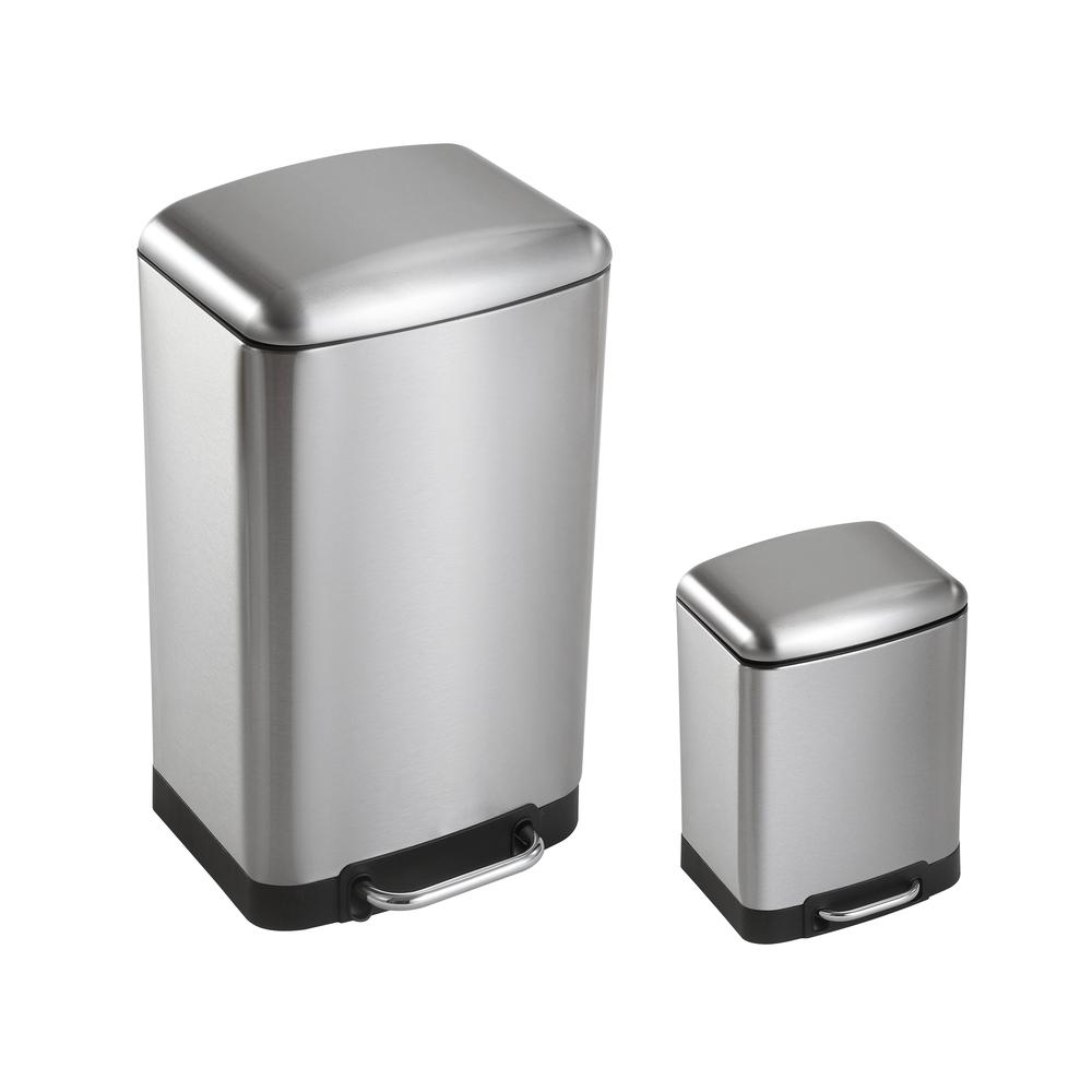 Ashley Rectangular Trash Can With Soft-Close Lid With Mini Trash Can. Picture 4