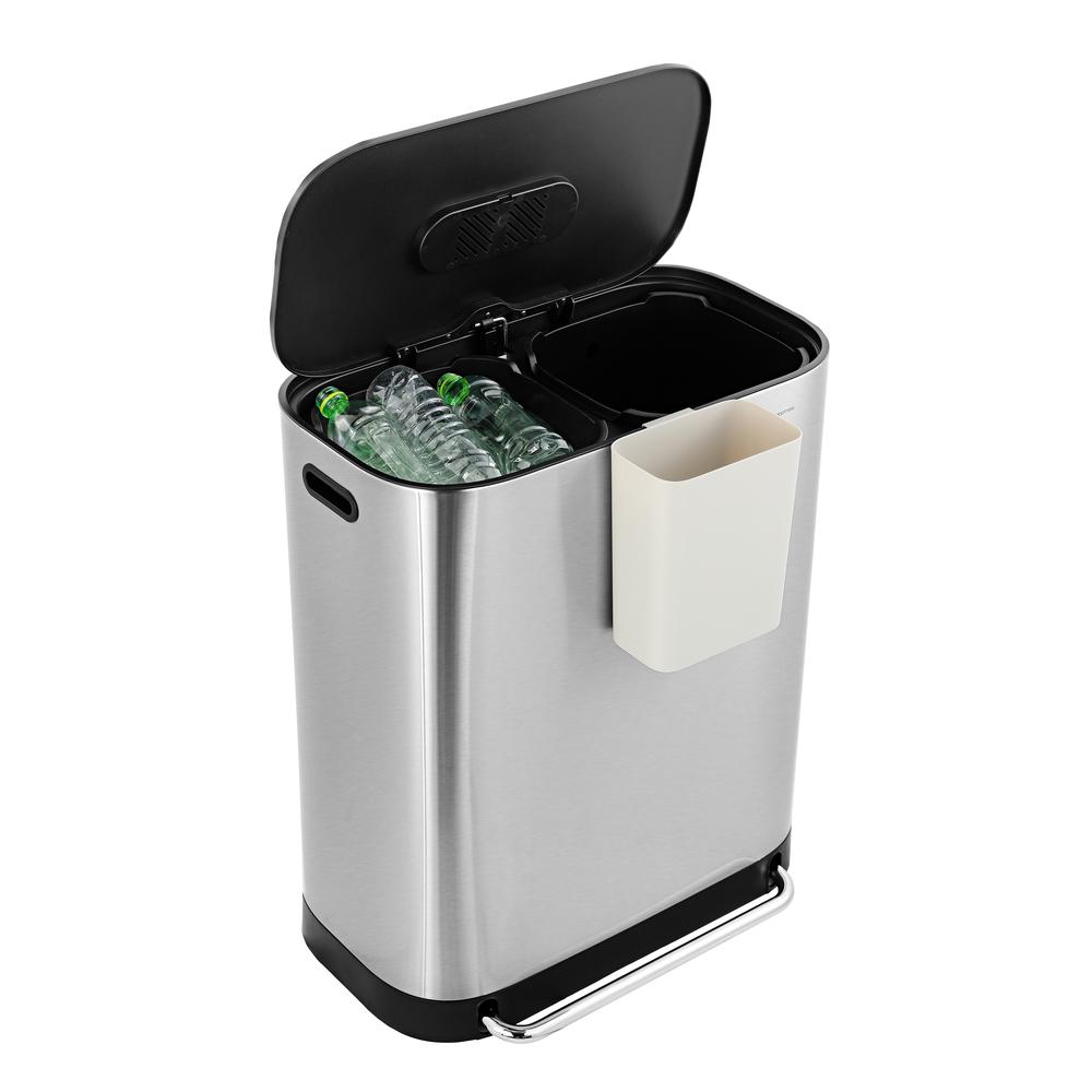 Beni Kitchen Trash/Recycling Double-Bucket Step-Open Trash Can with Liners. Picture 5