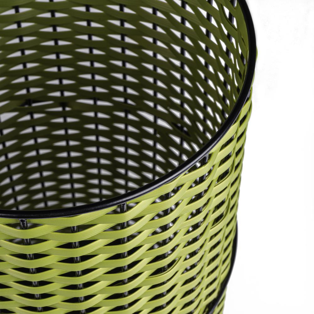 Cecil Modern 4.13-Gallon Faux Wicker Cylinder Waste Basket. Picture 6