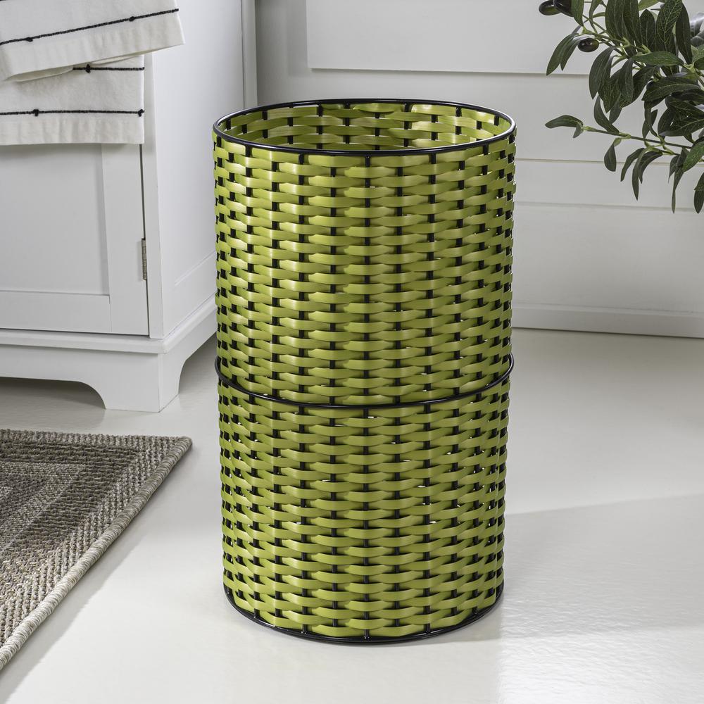Cecil Modern 4.13-Gallon Faux Wicker Cylinder Waste Basket. Picture 2