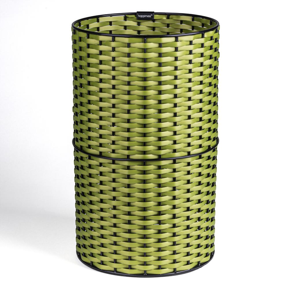Cecil Modern 4.13-Gallon Faux Wicker Cylinder Waste Basket. Picture 1