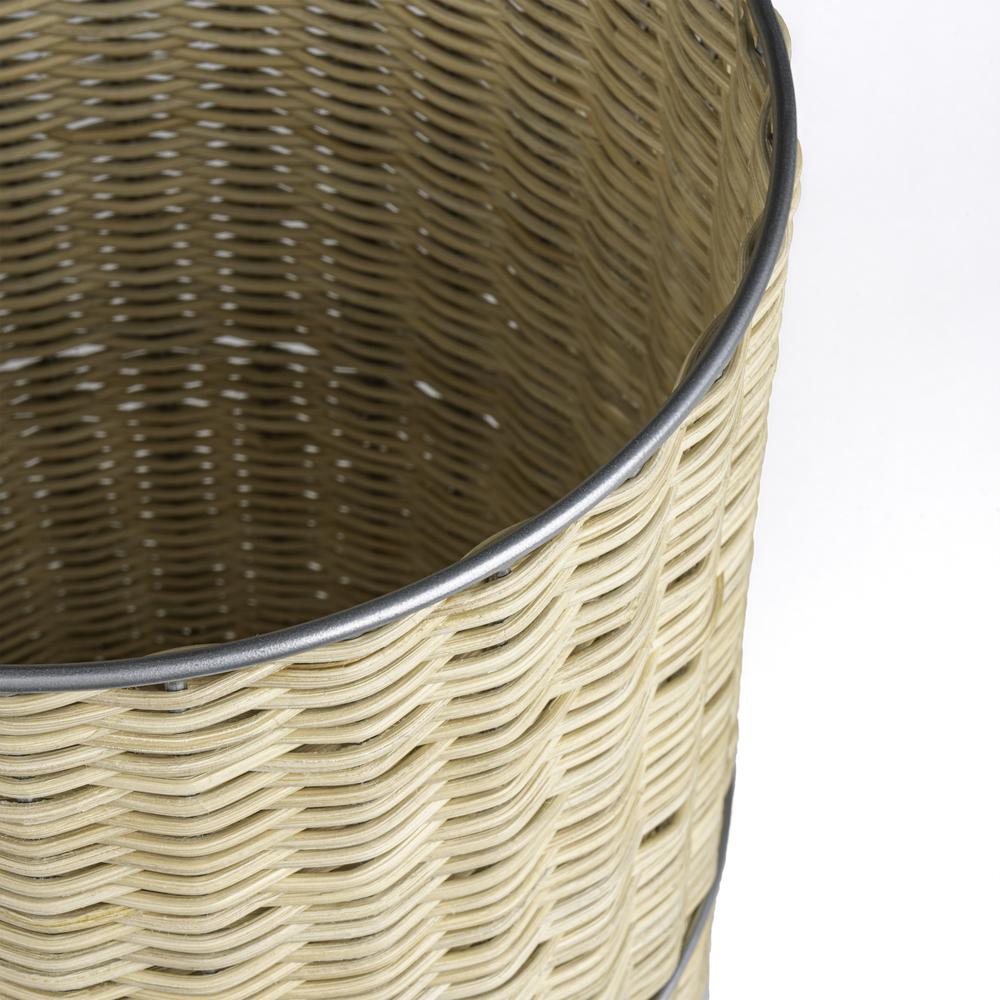 Cecil Modern 4.13-Gallon Natural Wicker Cylinder Waste Basket. Picture 6