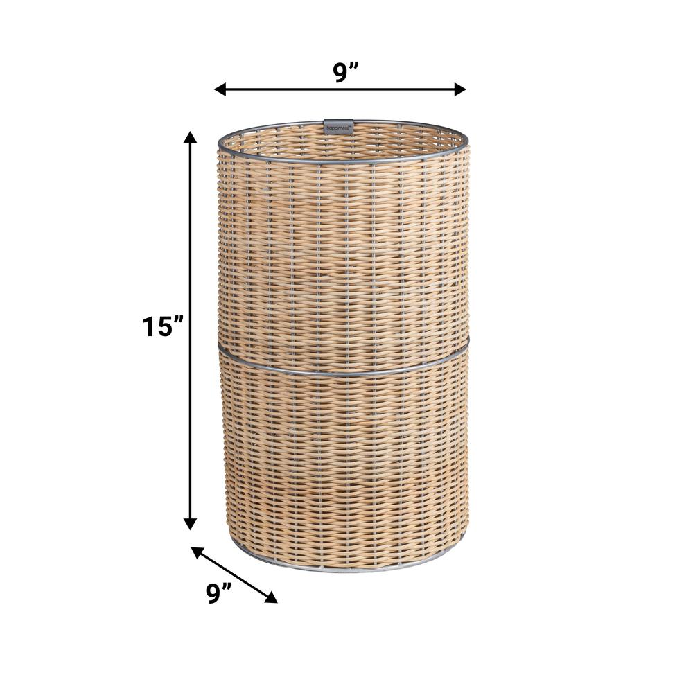 Cecil Modern 4.13-Gallon Natural Wicker Cylinder Waste Basket. Picture 3