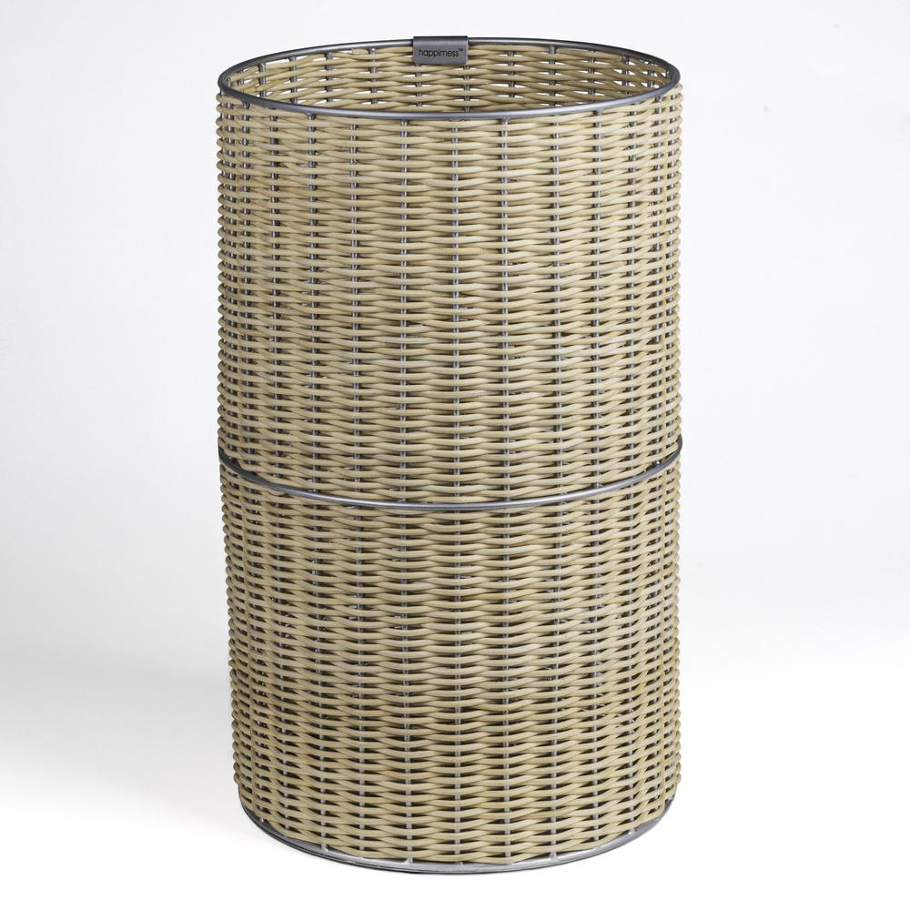 Cecil Modern 4.13-Gallon Natural Wicker Cylinder Waste Basket. Picture 1