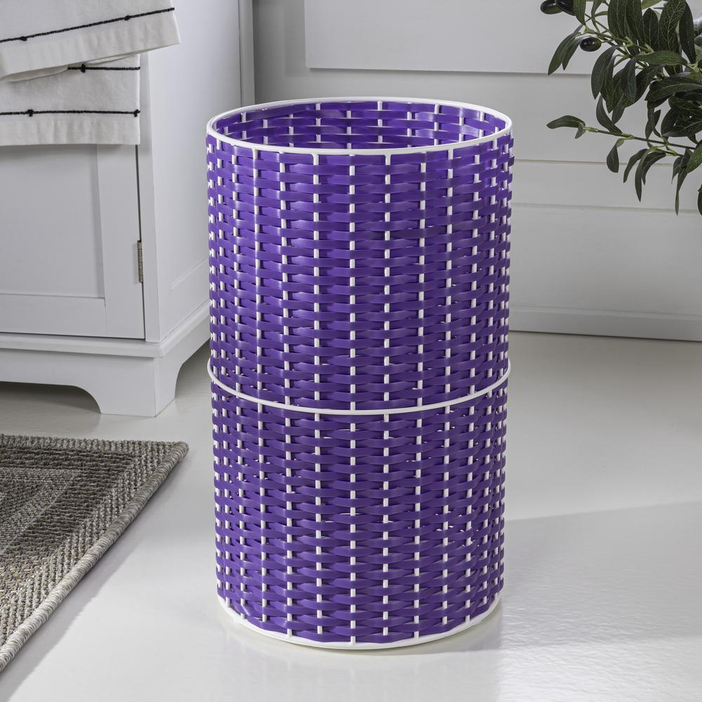 Cecil Modern 4.13-Gallon Faux Wicker Cylinder Waste Basket. Picture 2