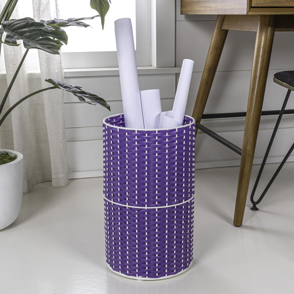 Cecil Modern 4.13-Gallon Faux Wicker Cylinder Waste Basket. Picture 5