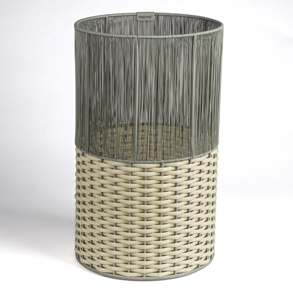 Harper Modern 4.13-Gallon 2-Tone Faux Wicker Cylinder Waste Basket. Picture 1