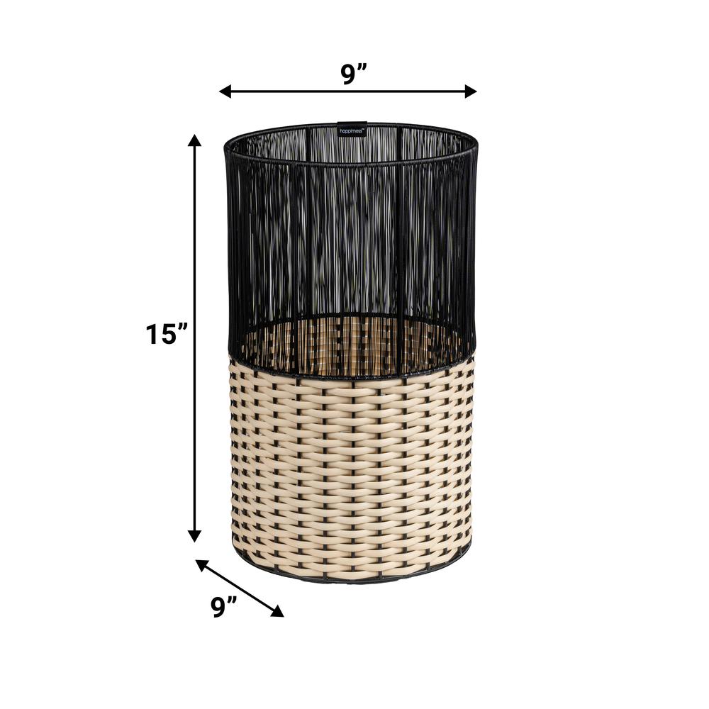 Harper Modern 4.13-Gallon 2-Tone Faux Wicker Cylinder Waste Basket. Picture 3