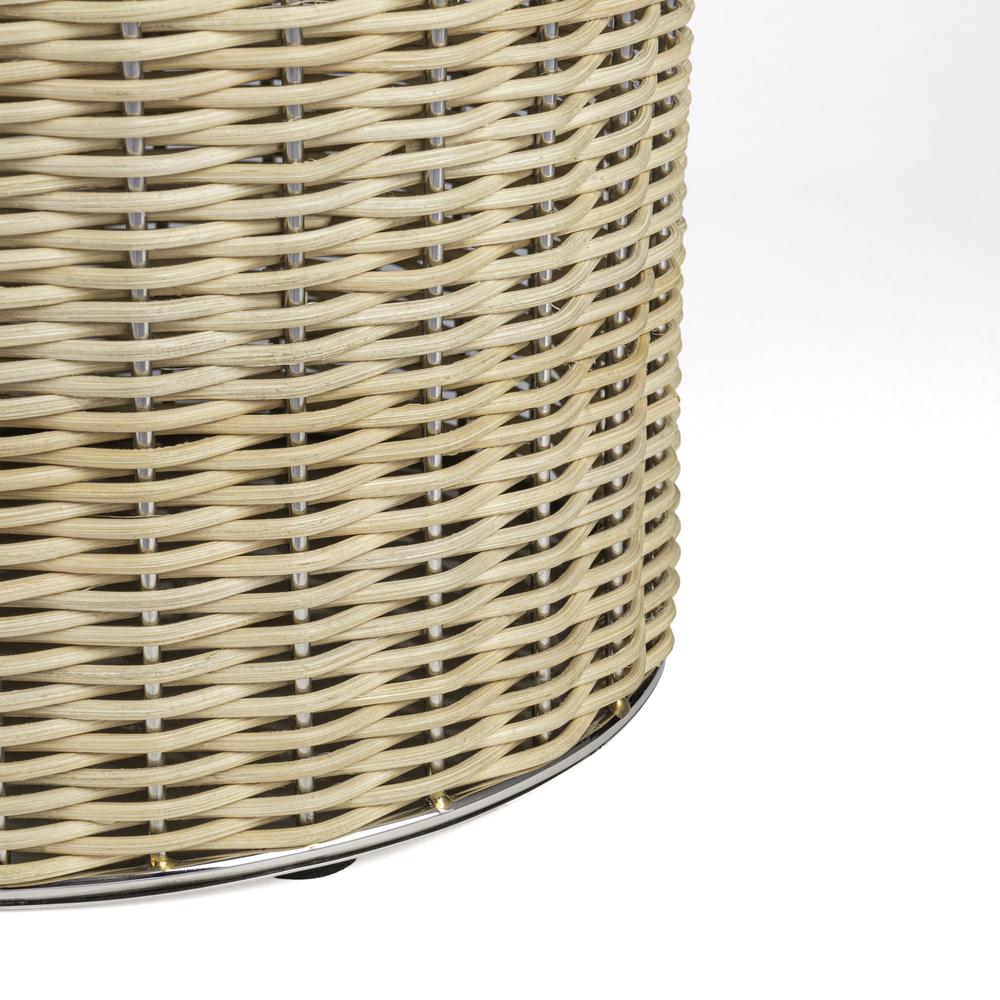 Asher Modern 4.13-Gallon 2-Tone Natural Wicker/Metal Cylinder Waste Basket. Picture 7