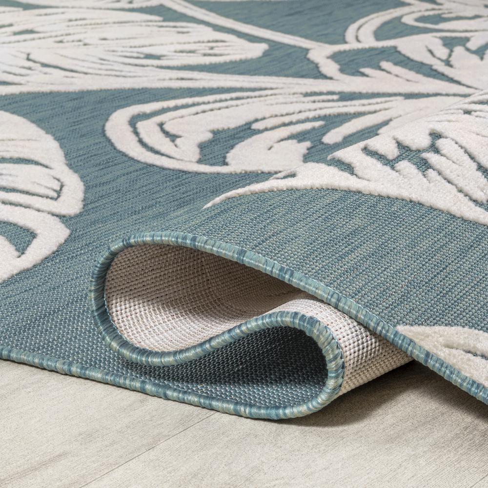 Tobago High-Low Two Tone Monstera Leaf Area Rug. Picture 7