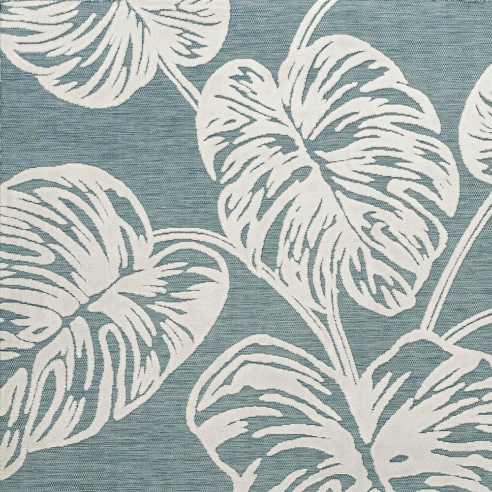 Tobago High-Low Two Tone Monstera Leaf Area Rug. Picture 10