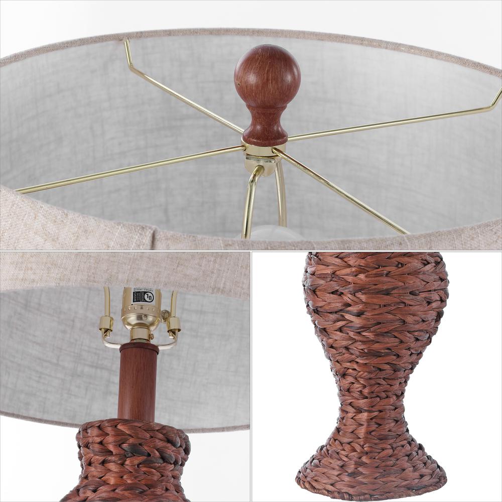 Elicia Coastal Cottage Water Hyacinth Weave Led Table Lamp. Picture 5