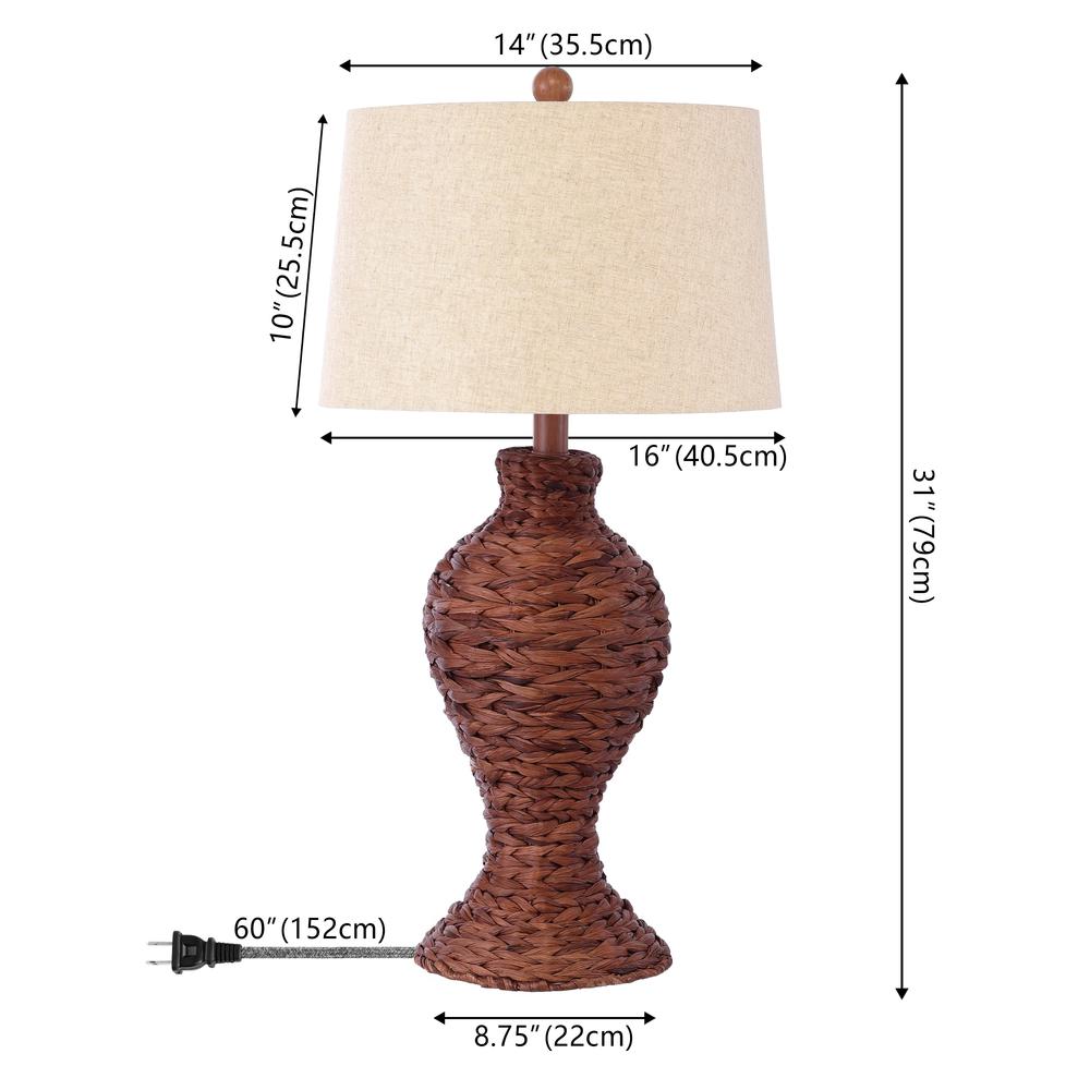 Elicia Coastal Cottage Water Hyacinth Weave Led Table Lamp. Picture 6