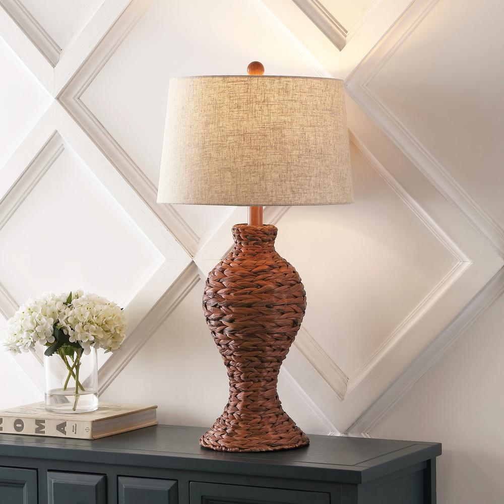 Elicia Coastal Cottage Water Hyacinth Weave Led Table Lamp. Picture 3