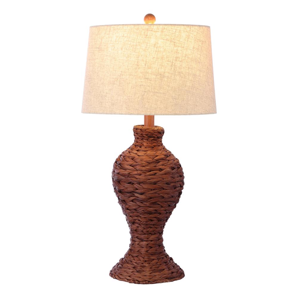 Elicia Coastal Cottage Water Hyacinth Weave Led Table Lamp. Picture 1