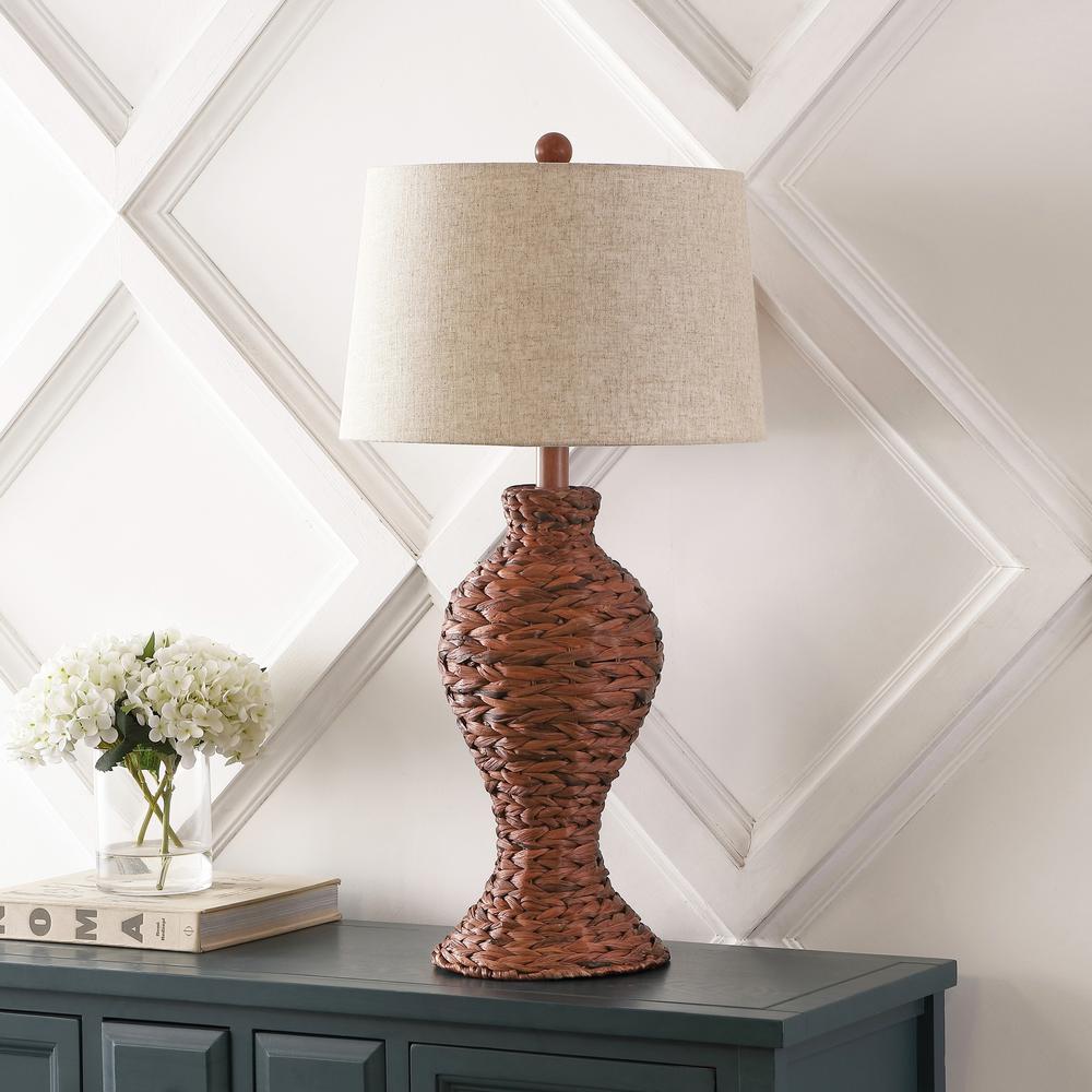 Elicia Coastal Cottage Water Hyacinth Weave Led Table Lamp. Picture 4