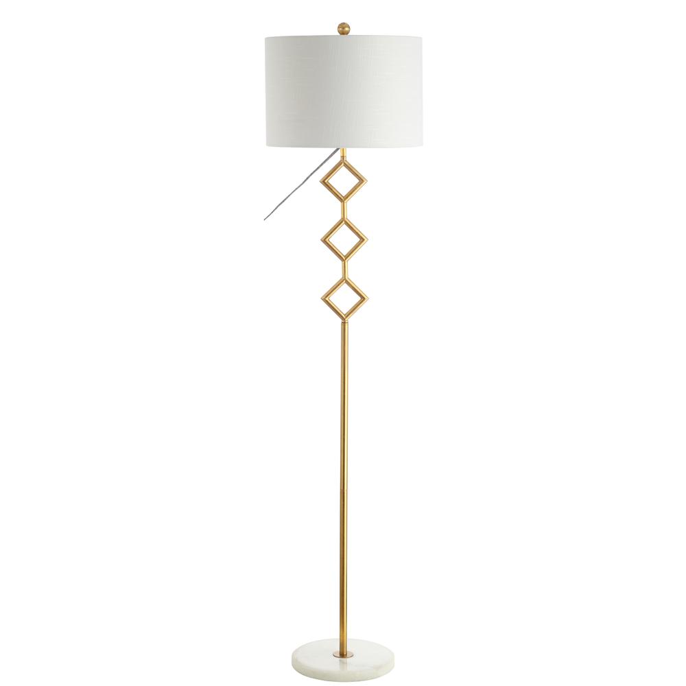 Diamante Modern Gilt Metal with Marble Based LED Floor Lamp. Picture 2